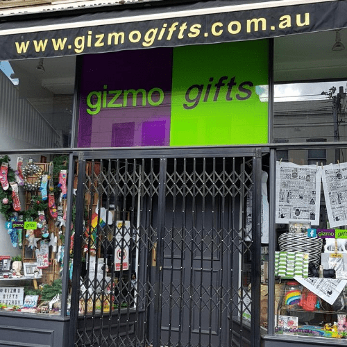 Exterior photograph of our Gizmo Gifts shopfront at 343 Brunswick Street Fitzroy 3065.