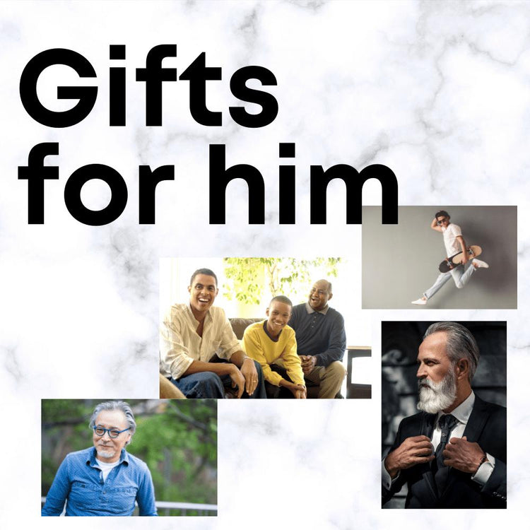 Images of men of varying ages and Gifts for Him title collection - Gizmo Gifts