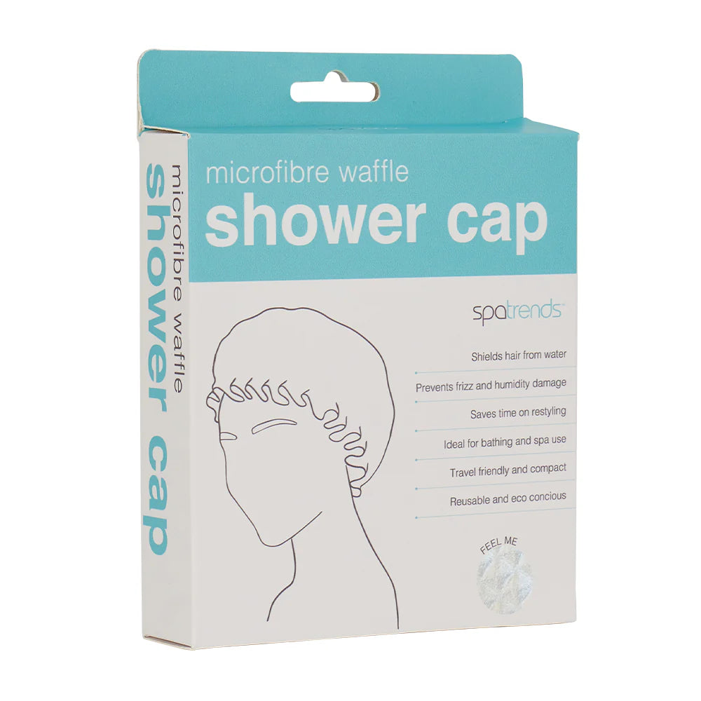 Spa Trends Waffle shower cap packaging box . Box size:12.5cm 14cm x 3cm