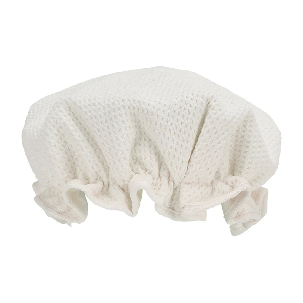 white waffle shower cap