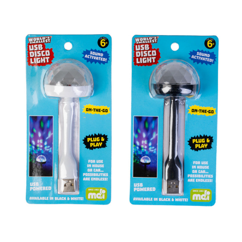 Two packages of USB disco lights on a white background