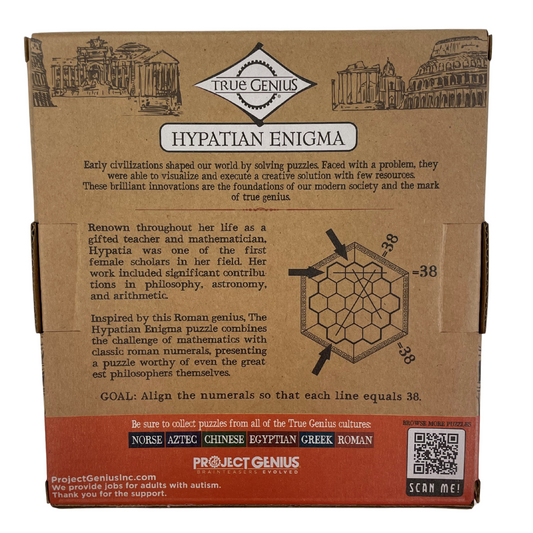 Project Genius- Hypatian Enigma back view of packaging