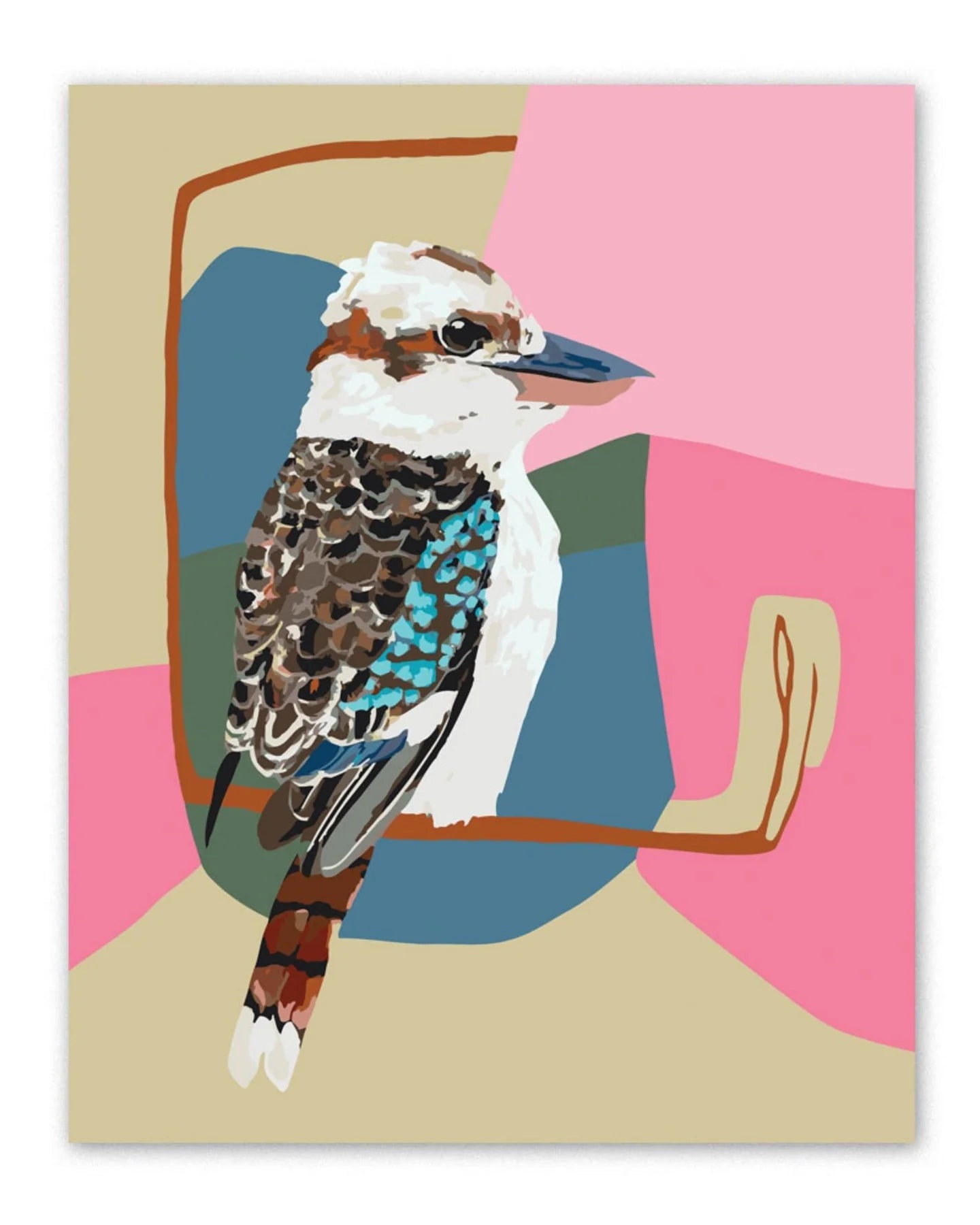 Colorful illustration of a kookaburra on a abstract background