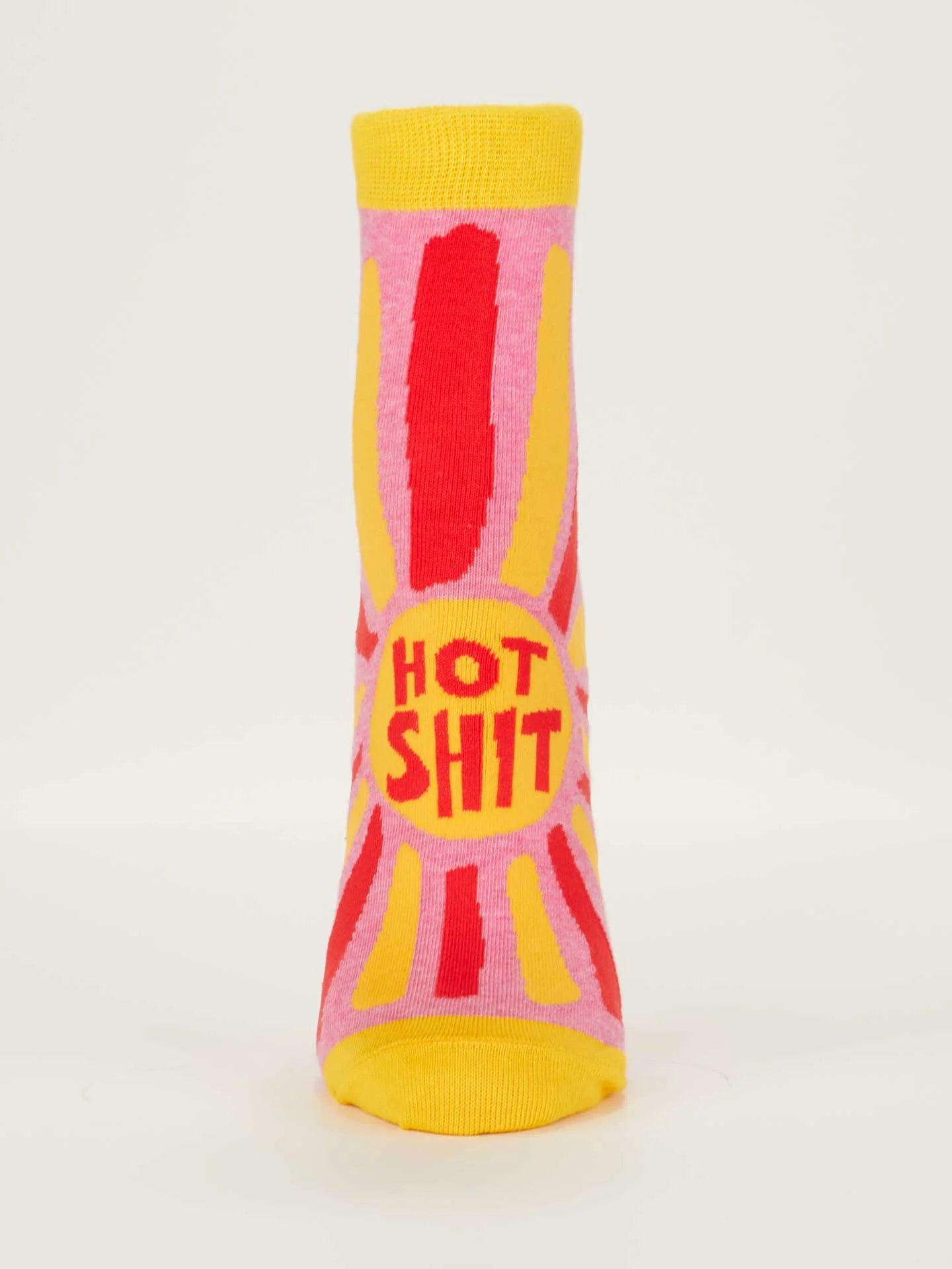 Socks with 'HOT SHIT' text on a white background