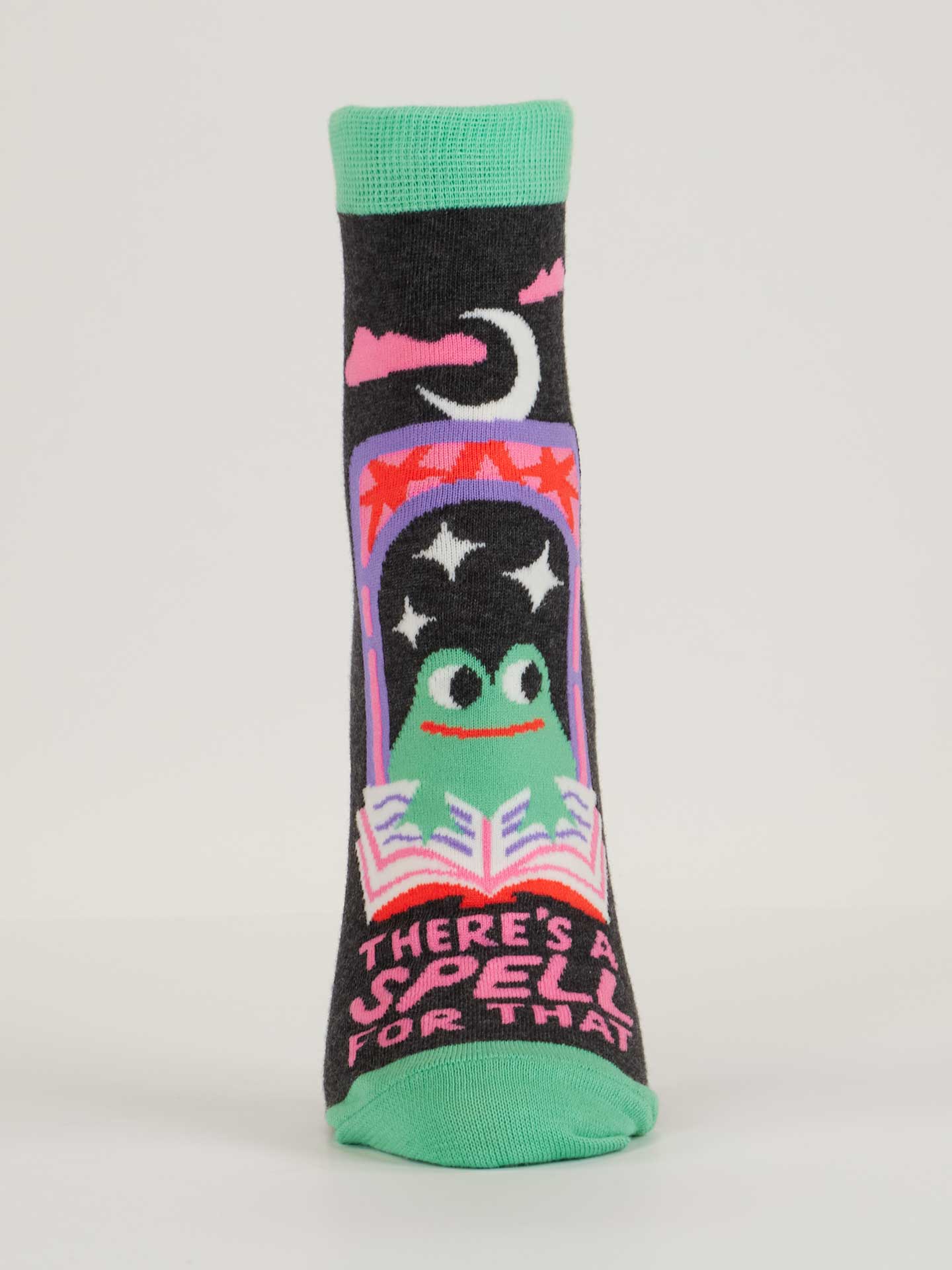 Socks with a frog and text design on a white background
