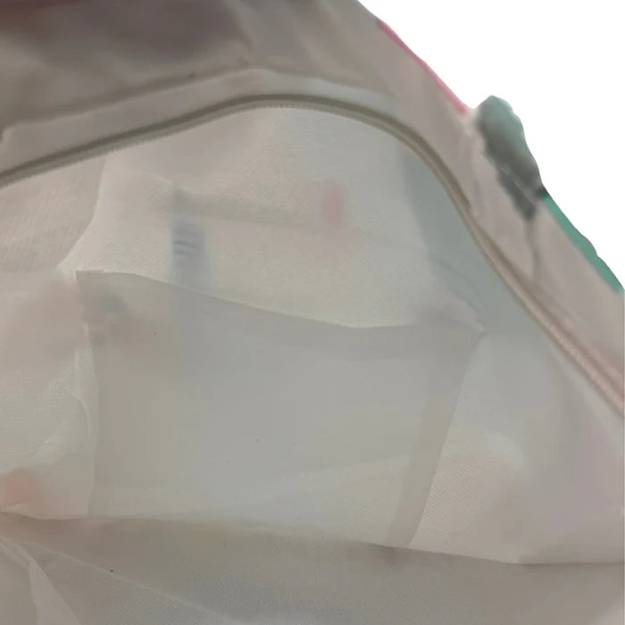 Close-up of inside tote bag with a white background