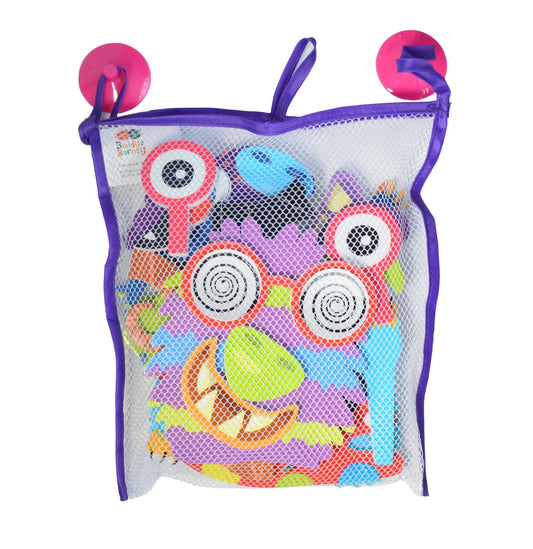 Bath time - Silly monsters stickers in a mesh bag, displayed on a white background - Gizmo Gifts