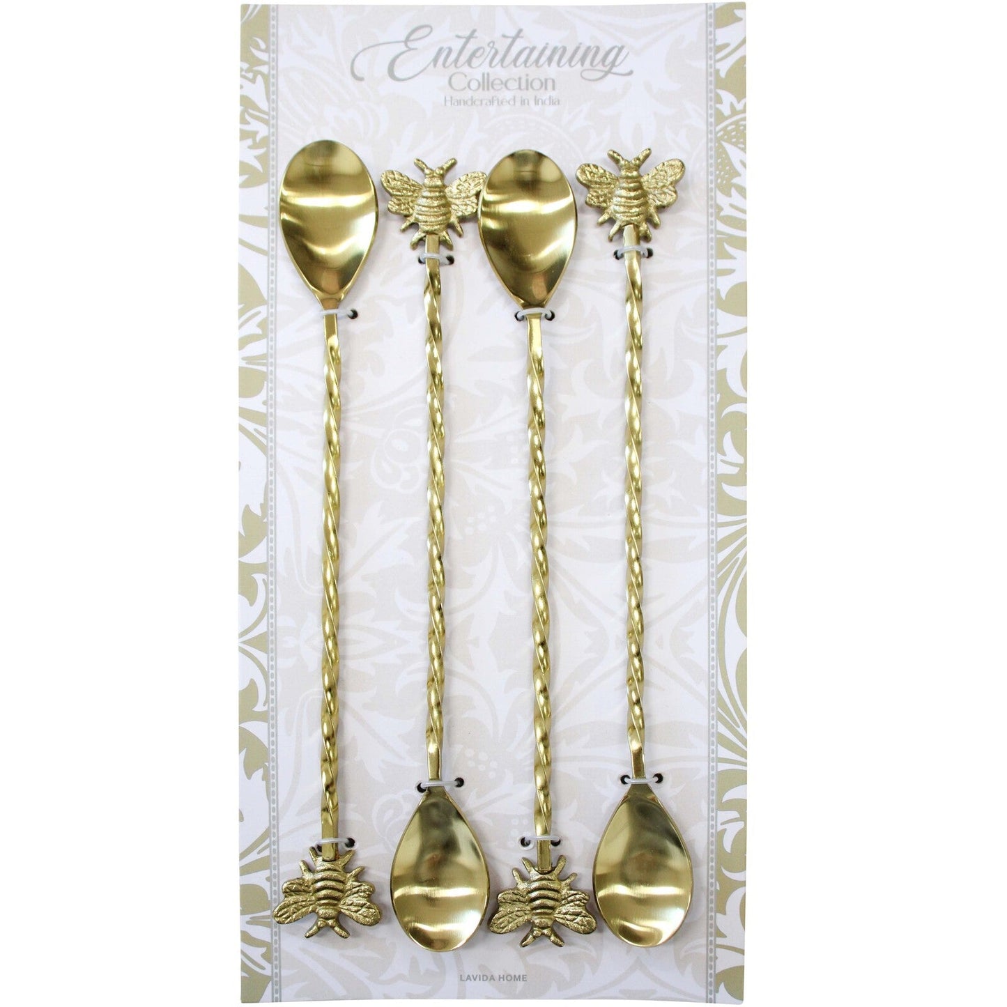 Bee cocktail stirrers brass (Set of four) - Gizmo Gifts