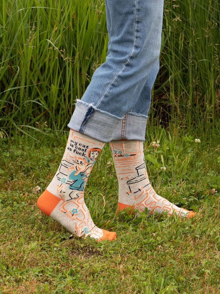BLUE Q women's crew socks - My cat is cool - Gizmo Gifts