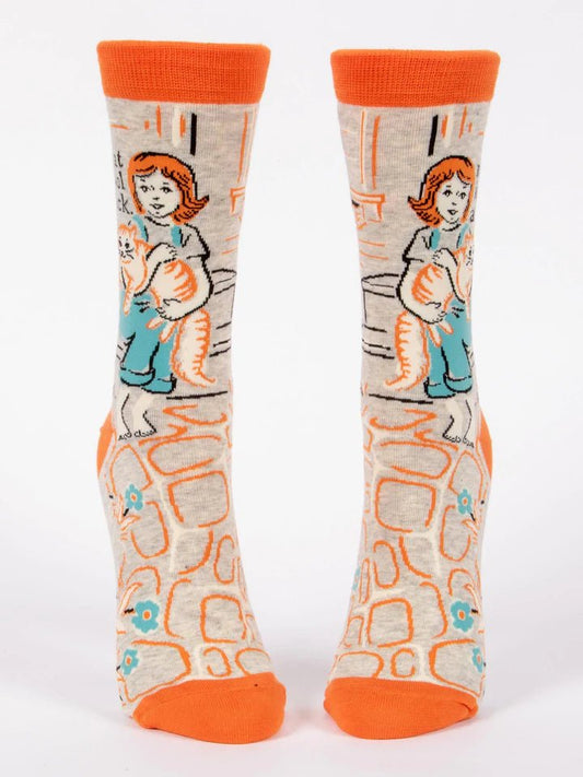 BLUE Q women's crew socks - My cat is cool - Gizmo Gifts