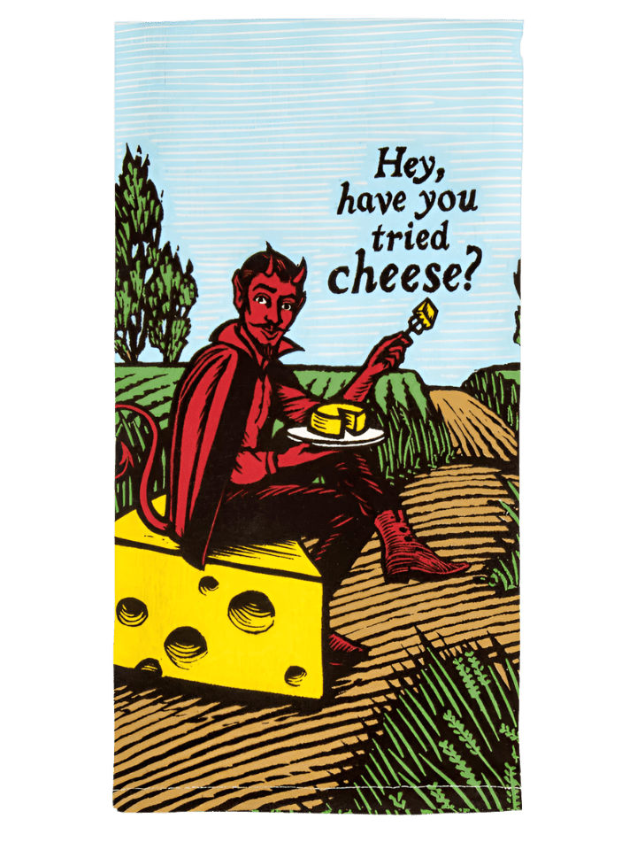 BLUEQ Teatowel - Hey,have you tried cheese? - Gizmo Gifts