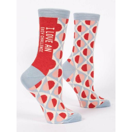 BLUEQ women's crew socks - I love an easy challenge - Gizmo Gifts