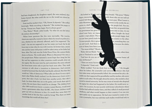 Bookmark - Hugger Curious cat - on an open fiction book |Gizmo Gifts
