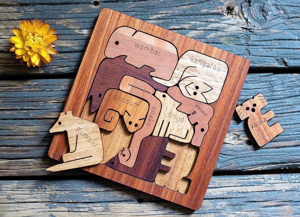 Buttonworks Australian animals square puzzle (small) - Gizmo Gifts