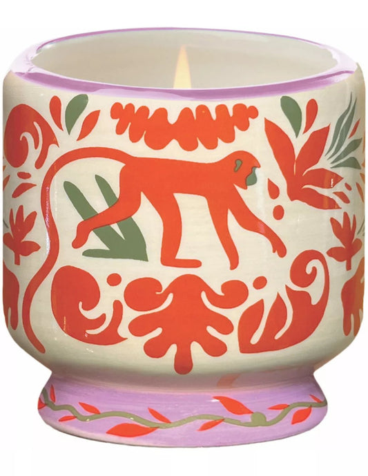 Candle - Adopo Handpainted Ceramic Jungle - Coconut&Amber 8oz - Gizmo Gifts