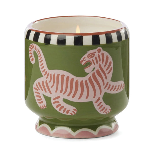 Candle - Adopo Handpainted Tiger Black Cedar & Fig 8oz - Gizmo Gifts