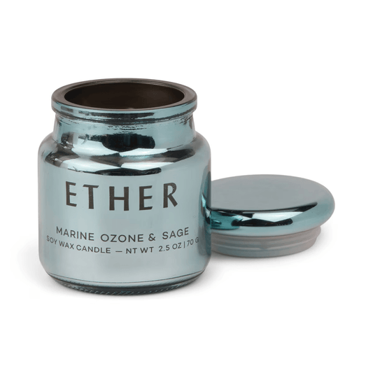 Candle - Paddywax Ether light blue Metallic 71g - Sea Salt & Sage - Gizmo Gifts