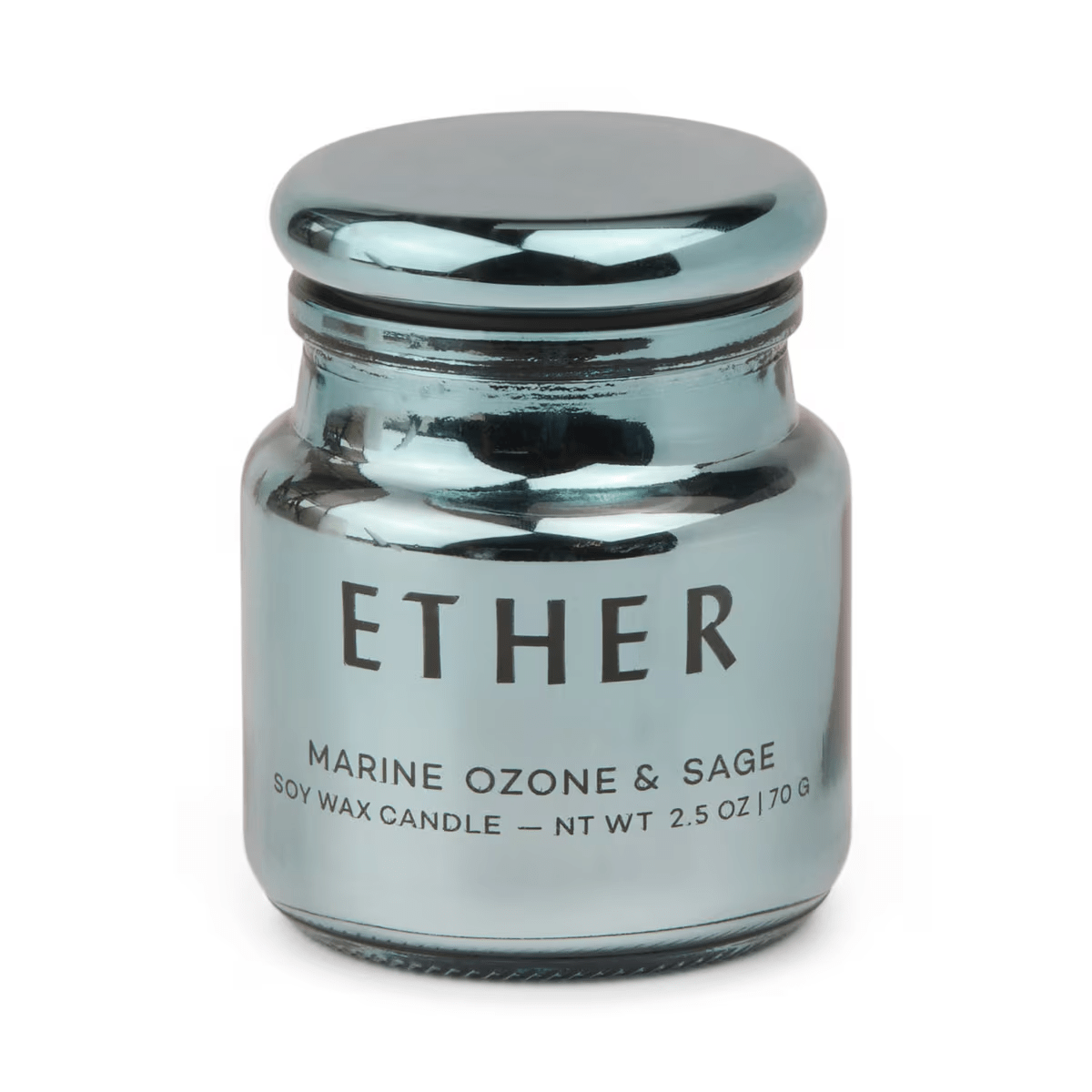 Candle - Paddywax Ether light blue Metallic 71g - Sea Salt & Sage - Gizmo Gifts
