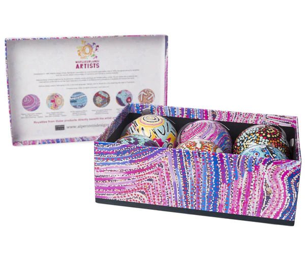 Christmas baubles 6 pack - Warlukurlangu artists - Gizmo Gifts