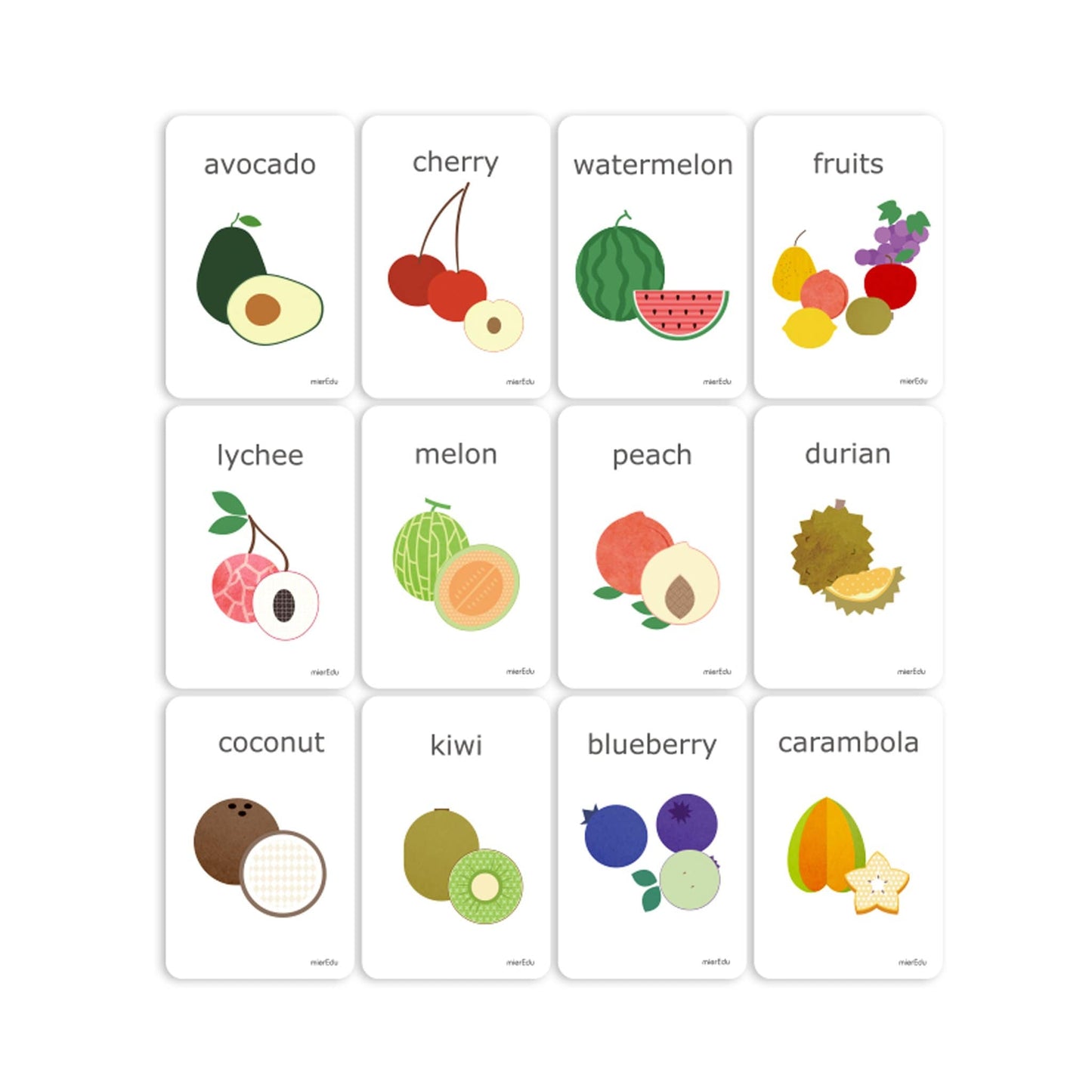 Cognitive Flash cards - Fruits by mierEdu - Gizmo Gifts