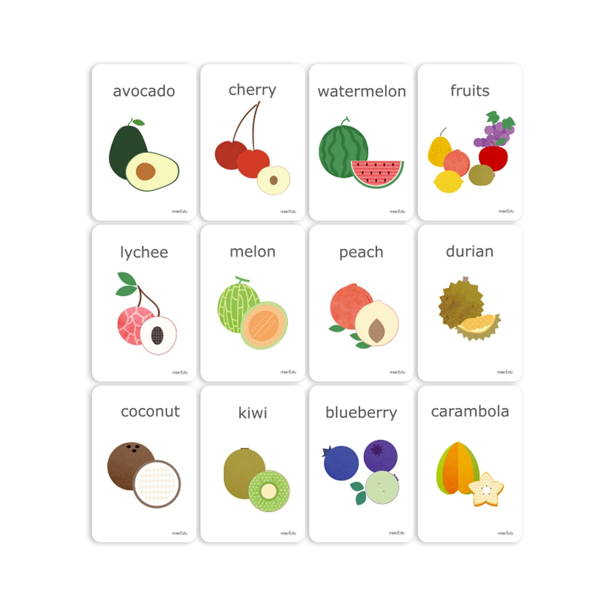 Cognitive Flash cards - Fruits by mierEdu - Gizmo Gifts