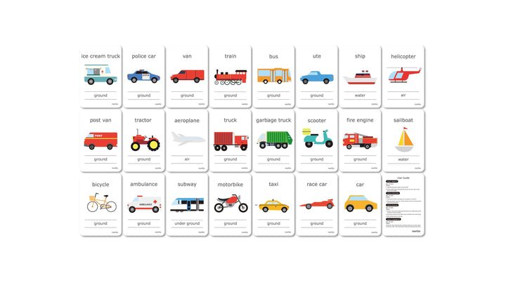 Cognitive Flash cards - Transport by mierEdu - Gizmo Gifts
