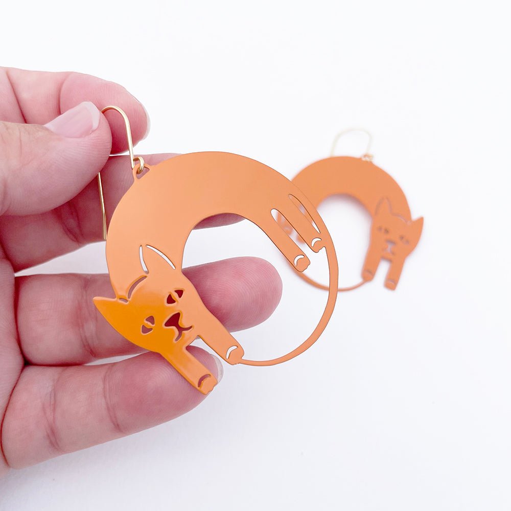 DENZ earrings - Lazy cat ginger - Gizmo Gifts