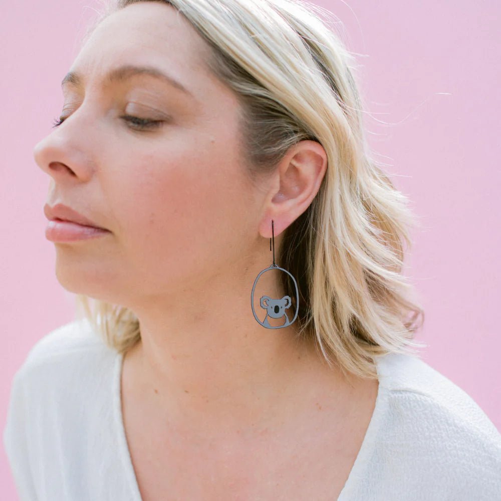 Denz Midi Koala grey earrings - Gizmo Gifts