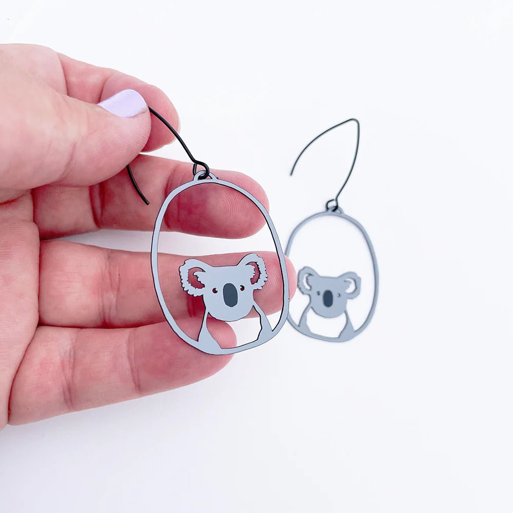 Denz Midi Koala grey earrings - Gizmo Gifts
