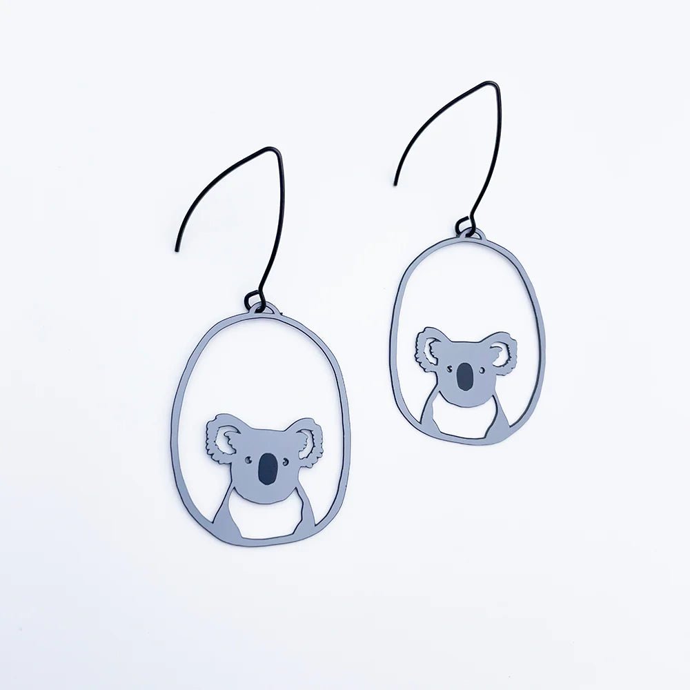 Denz Midi Koala grey earrings - Gizmo Gifts