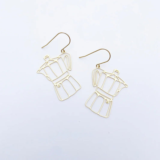 Denz Midi Moka Coffee pot in gold earrings - Gizmo Gifts