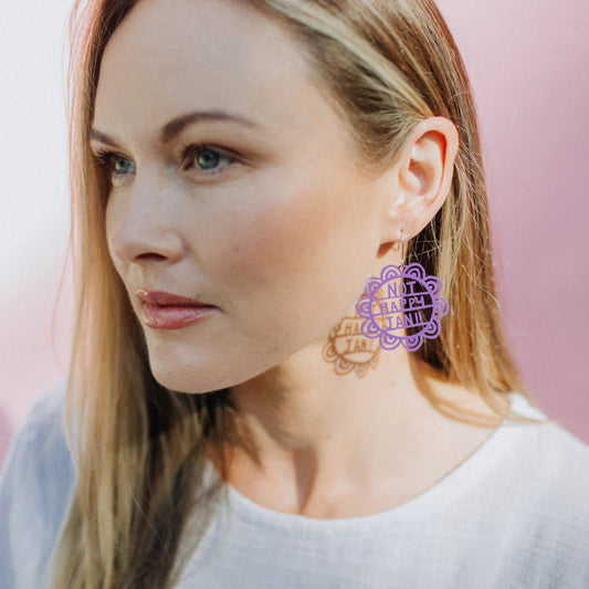 Denz Not Happy Jan (purple) earrings - Gizmo Gifts