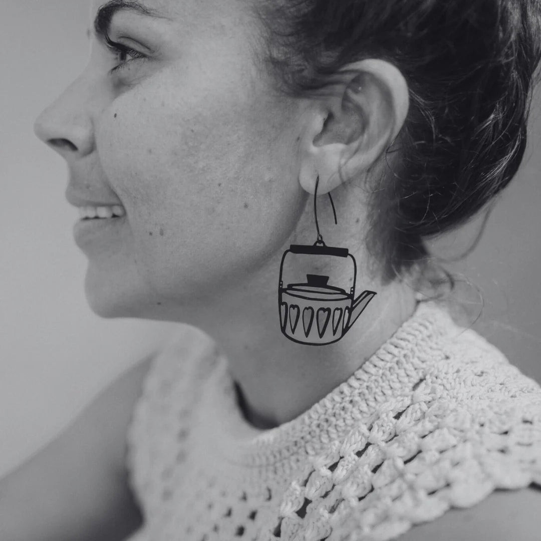 Denz Scandi Teapot in chartreuse earrings - Gizmo Gifts