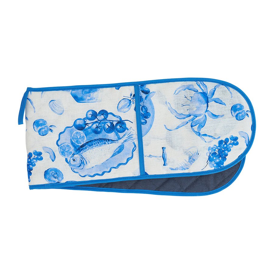 Double Oven Mitt Seafood Blue - Gizmo Gifts