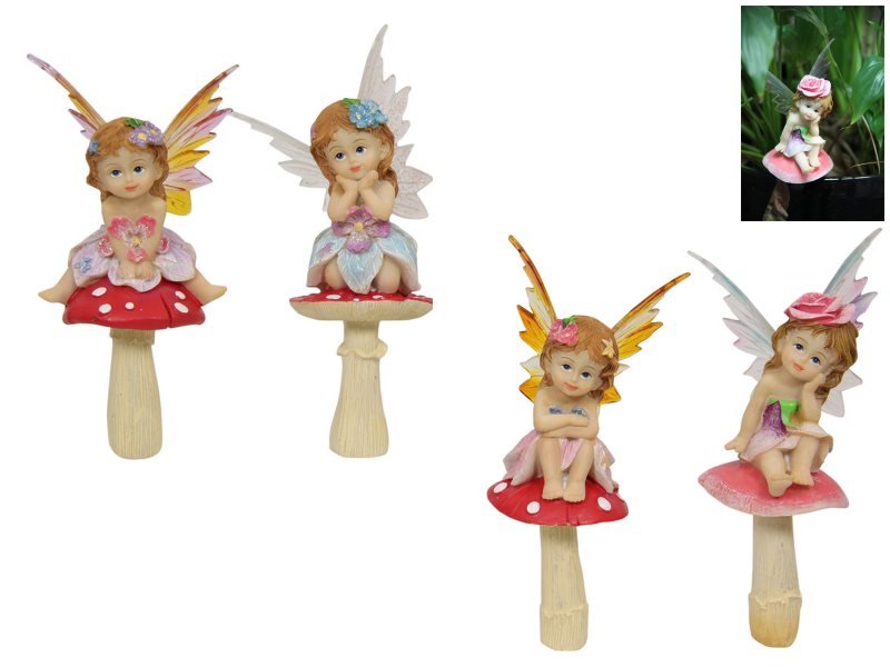Fairy on mushroom 23cm (assorted) - Gizmo Gifts