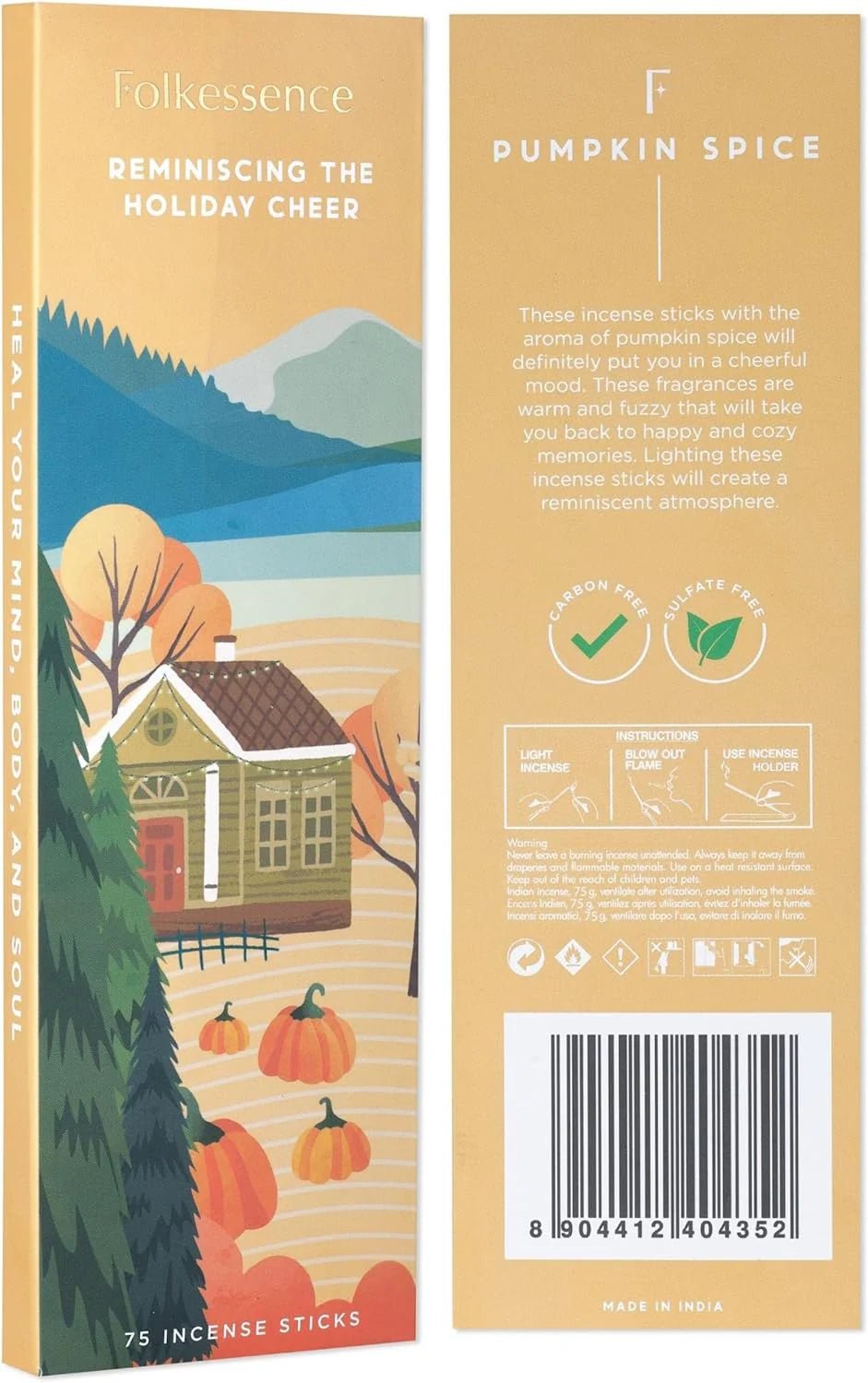Folkessence Incense - Pumpkin Spice (75 sticks) - Gizmo Gifts