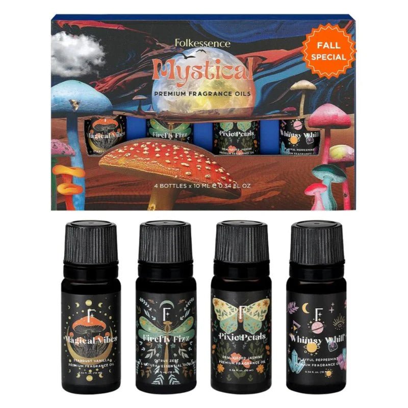 Fragrance oils - Mystical (set of 4 10ml) by Folkessence - Gizmo Gifts