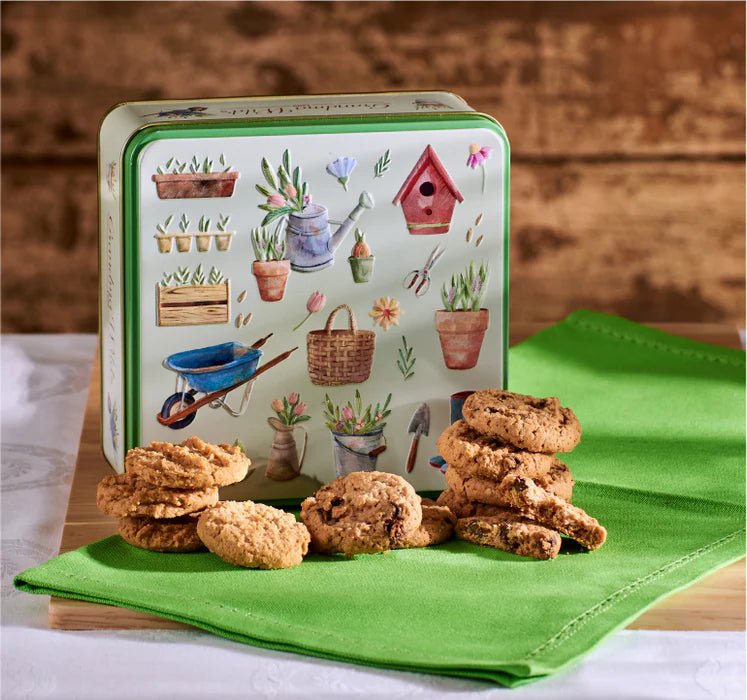 Grandma Wild's Embossed pottering garden biscuit tin 160g - Gizmo Gifts