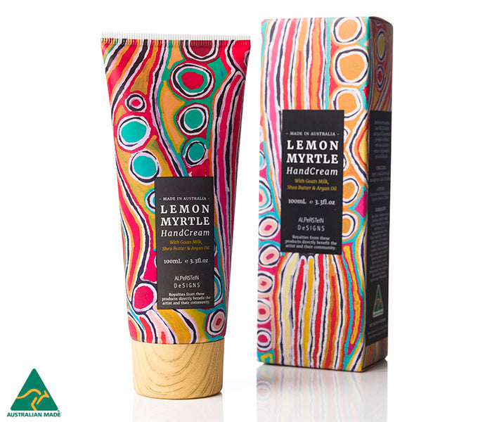 Lemon-Myrtle hand cream design by Judy Watson