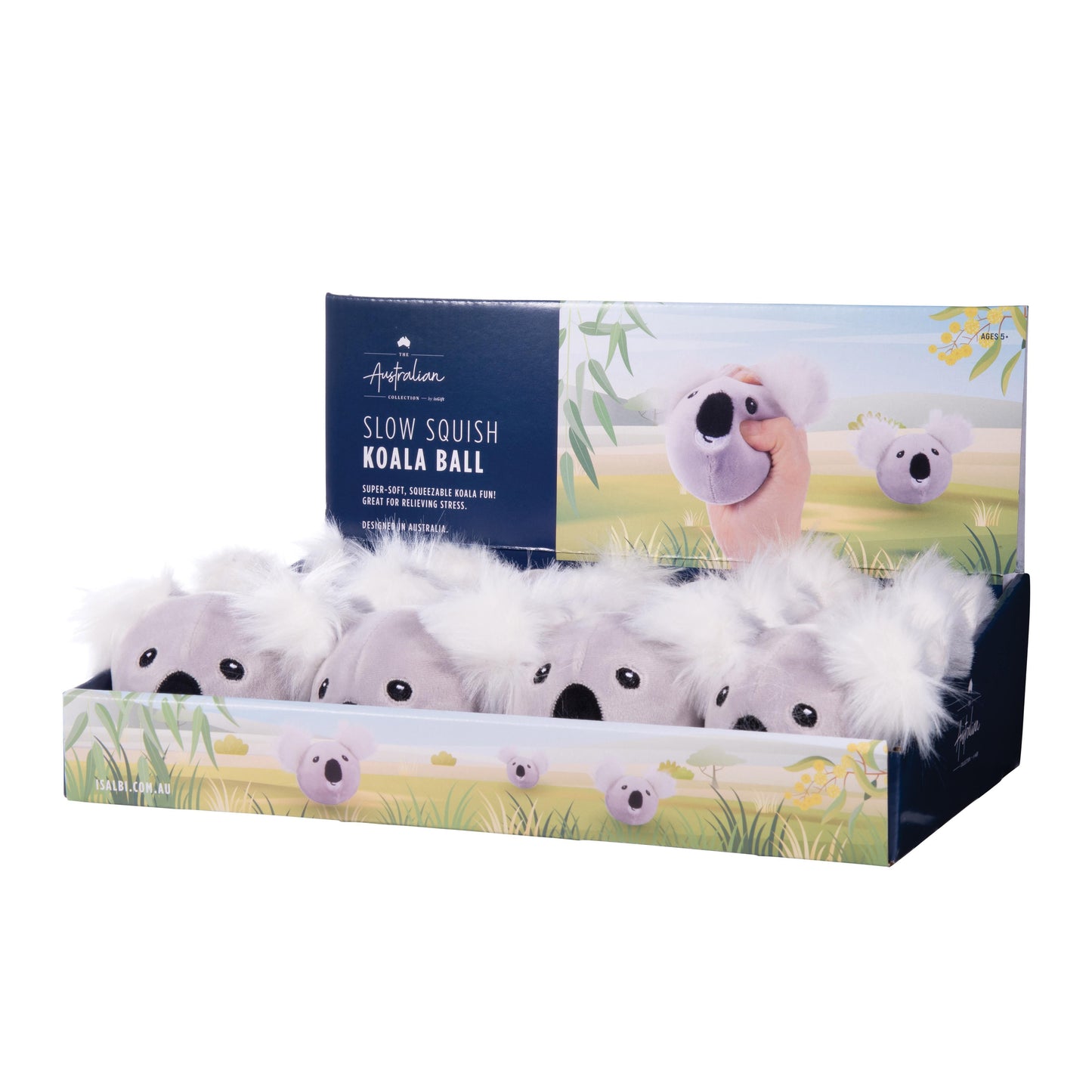 Box of slow squish koala balls with a white background