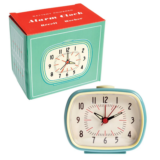 Alarm clock with packaging on a white background