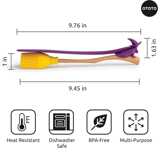 Measurements of the witchin pastry brush and spatula.