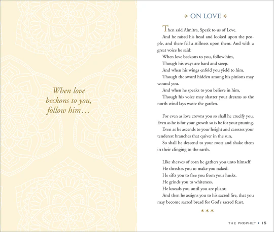 Poem about love on a white background with gold text