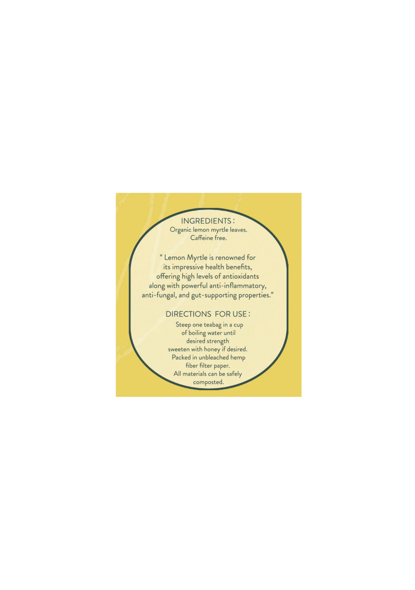 Yellow label with text on a white background