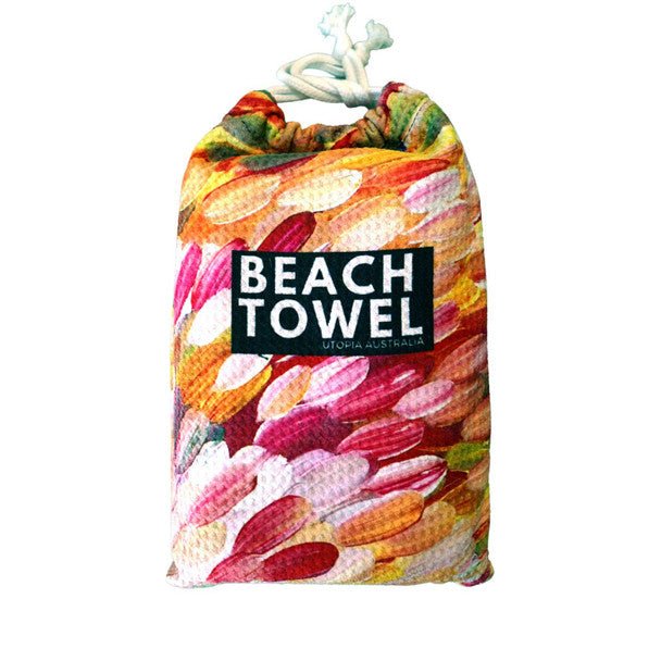 Indigenous Beach Towel - Art:Gloria Petyarre (Leaves) - Gizmo Gifts