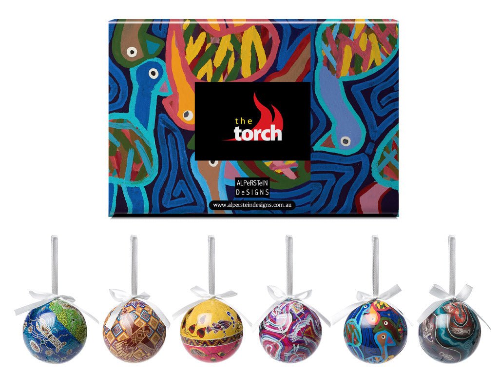 Indigenous print baubles (Set of 6) - The Torch - Gizmo Gifts