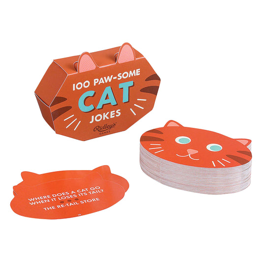 Cat joke cards with a decorative box on a white background