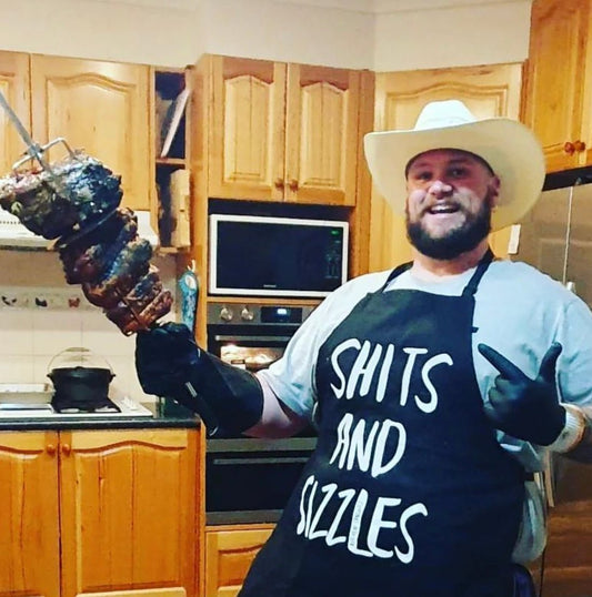 Kitchen Language Crude Apron - "Shits and Sizzles" - Gizmo Gifts