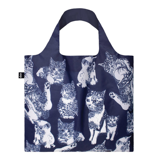 LOQI Shopping Bag - Red Poppy bee cats - Gizmo Gifts