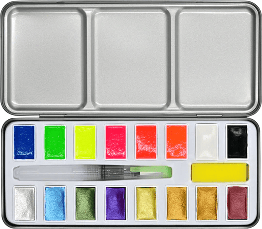Metallic & Neon Watercolour (18 colour) paint set - Gizmo Gifts